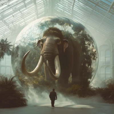 Woolly Mammoth in Glass Terrarium