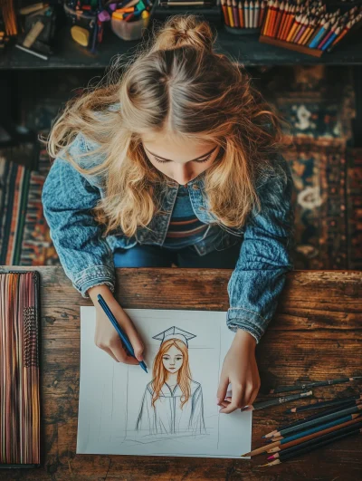 Teenage Girl Sketching