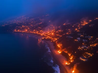 Malibu Aerial View of Wildfire