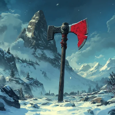 Viking Axe with Banner Saga Background