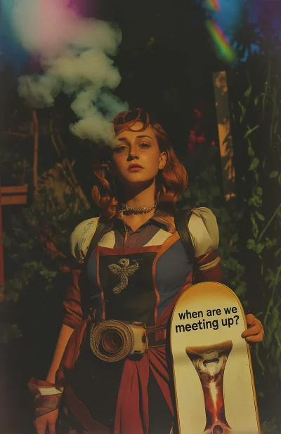 Candid Moment with Cigar and Skateboard