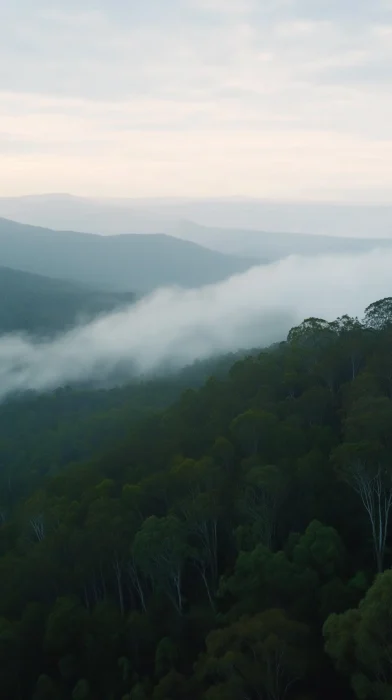 Misty Tasmanian Wilderness at Dawn