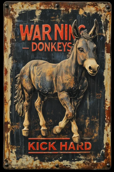 Vintage Donkey Warning Sign