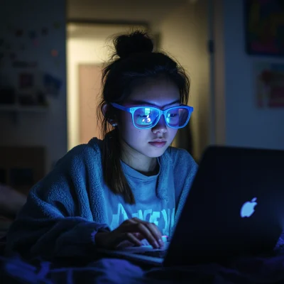 Student Studying in Dorm Room