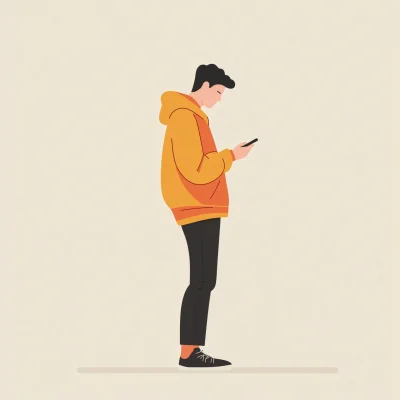 Man Using Phone Illustration