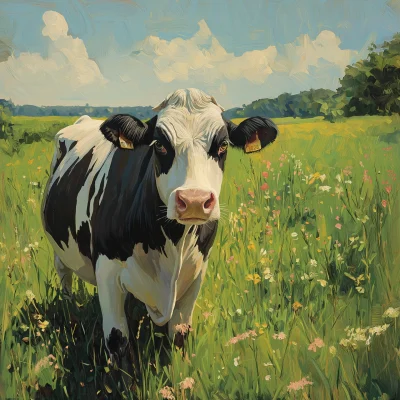 Serene Holstein Cow in Pasture