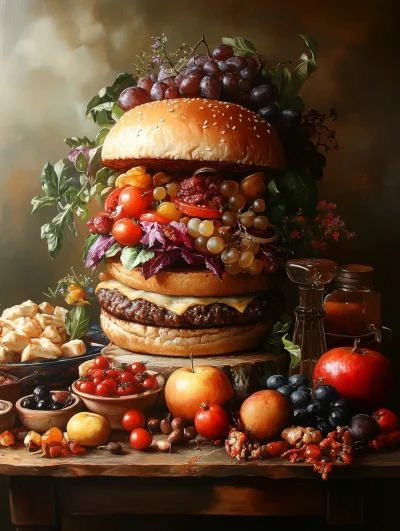 Baroque Hamburger Still Life