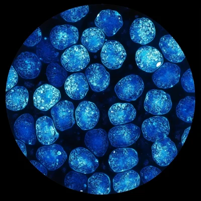Microscopic View of Blue Cells