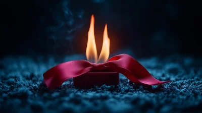 Red Ribbon by Campfire