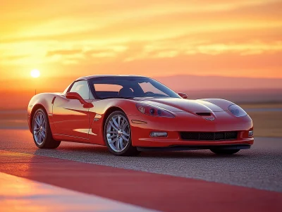 Corvette on Asphalt Field