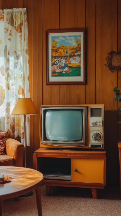 Cozy 80s Living Room in Fall