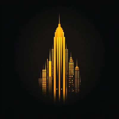 Minimalist Glowing Yellow Building