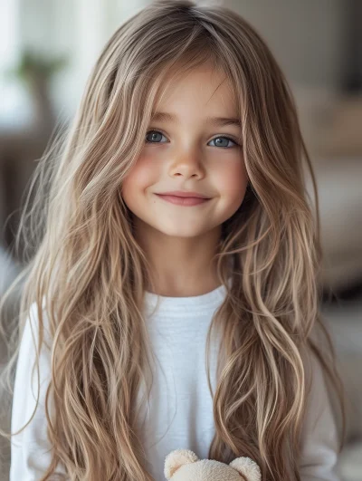 Joyful Girl with Teddy Bear