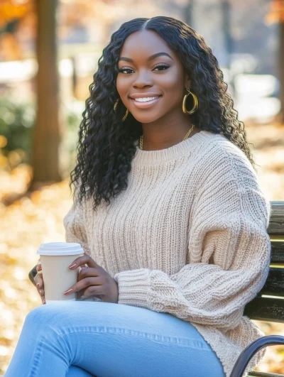 Young Woman on Park Bench