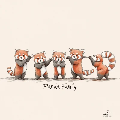 Panda Family Line Art