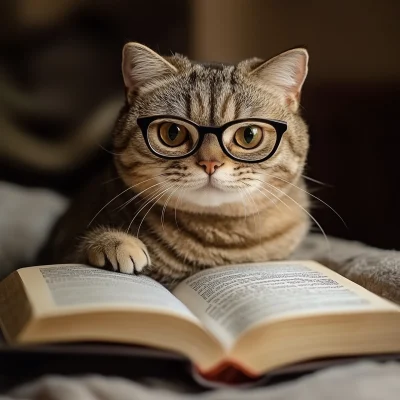 Cute Cat with Book
