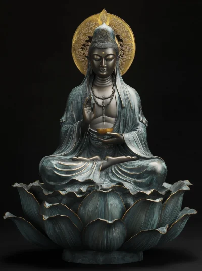 Bronze Guanyin on Lotus