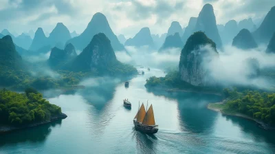 Panoramic View of The Li River