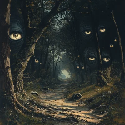 Eerie Forest with Eyes