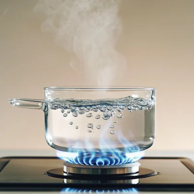 Boiling Water in Transparent Pot