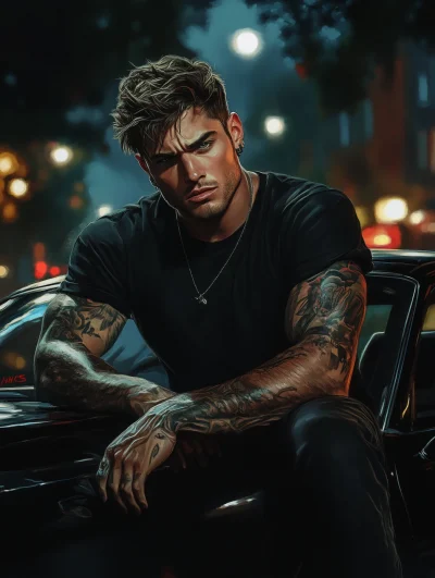 Muscular Man with Sports Car