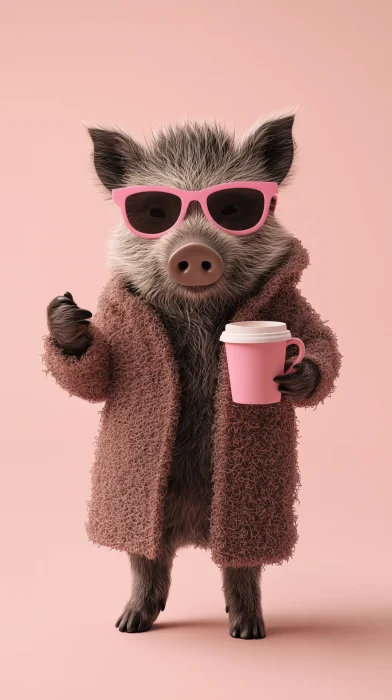 Cute Wild Boar with Sunglasses