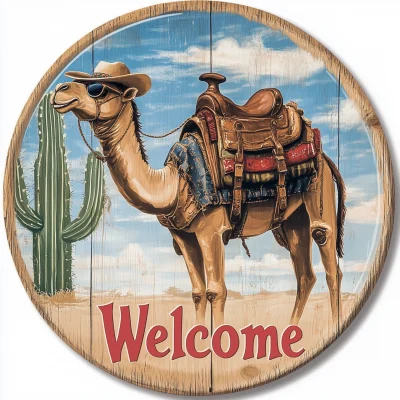 Cowboy Camel Welcome Sign