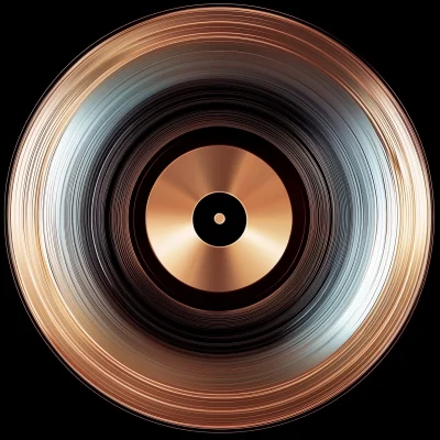 Vinyl Record with Gold Texture