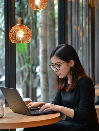 Focused in a Cafe