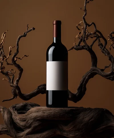 Red Wine Bottle on Branch