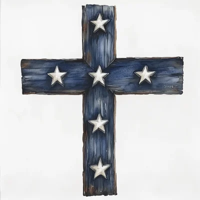 Navy Blue Wooden Cross