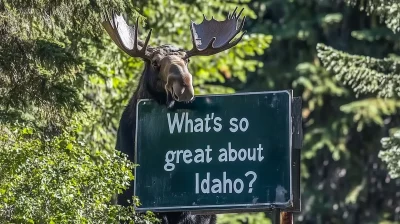 Moose with Sign
