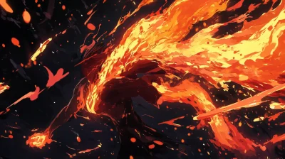 Dynamic Flames in Anime Style