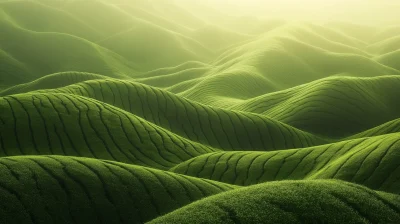 Lush Tea Fields in Spring