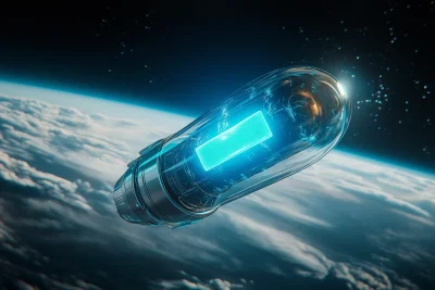 Glowing Capsule in Space
