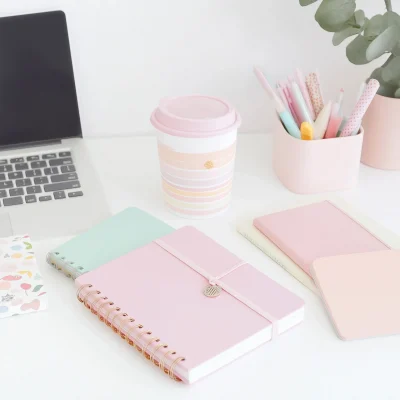 Pastel Notebooks and Coffee