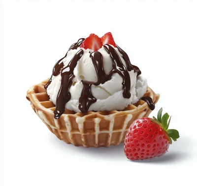 Delicious Waffles with Ice Cream