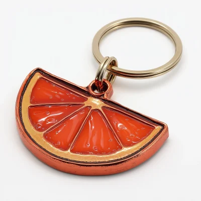Copper Red Orange Slice Keychain