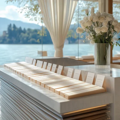 Reception Desk with Name Cards