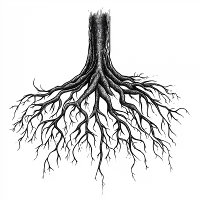 Scientific Ink Illustration of Tree Roots