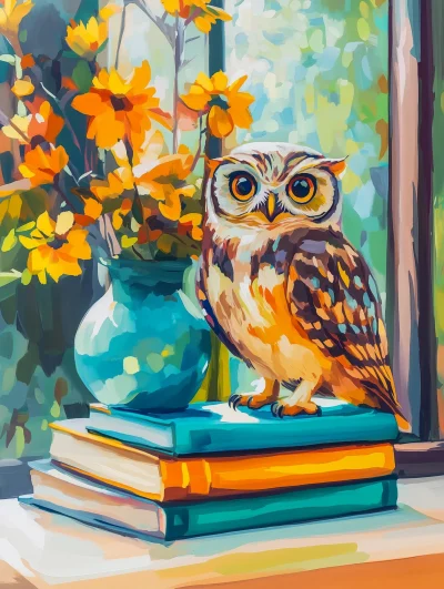 Funny Owl on Books