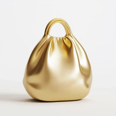 3D Rendered Gold Pouch Bag