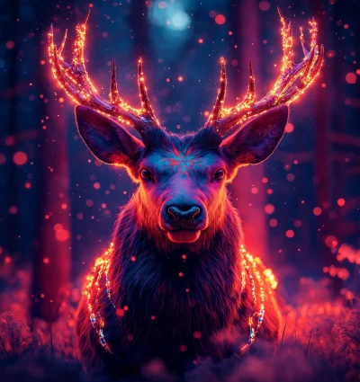 Majestic Elk in Neon Lights