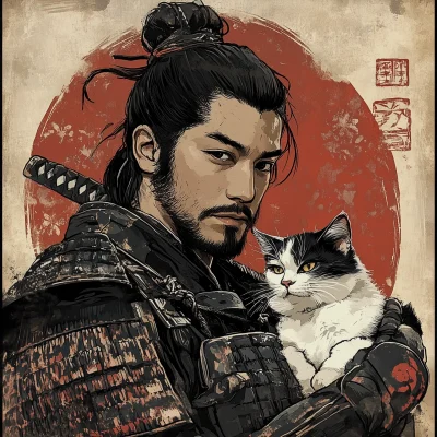 Samurai with Cat