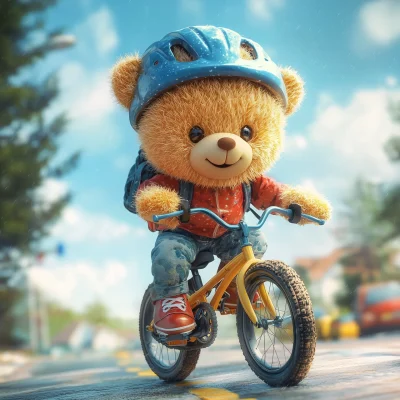 Teddy Bear on a Bicycle