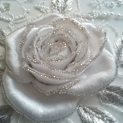 Shiny Silver Crystal Rose