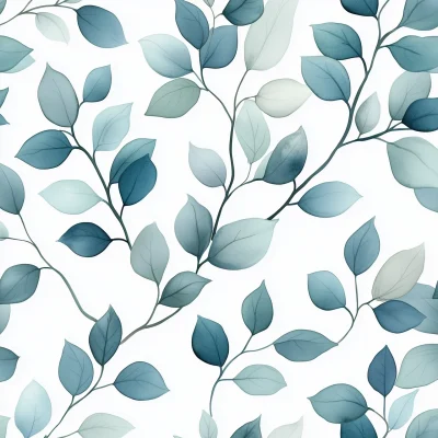 Watercolor Blueberry Leaves Pattern