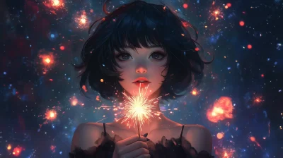 Girl with Fireworks