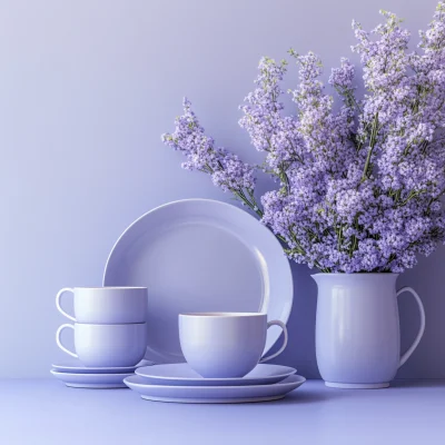 Pan and Plates Among Flowers