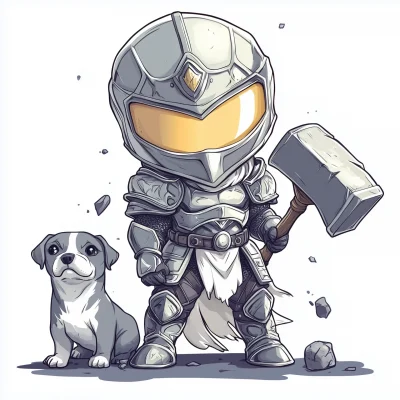 Chibi Paladin with Pit Bull